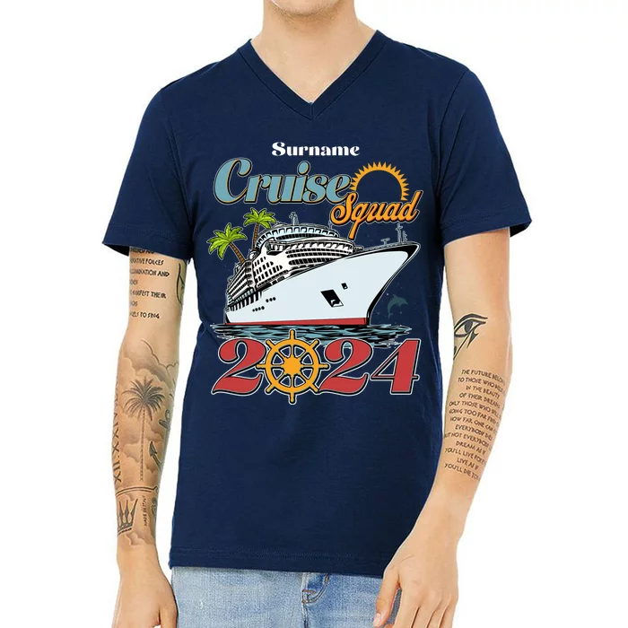 Personalized Cruise Squad Vacation Custom Name 2024 V-Neck T-Shirt