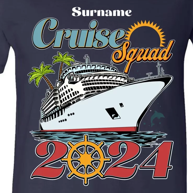 Personalized Cruise Squad Vacation Custom Name 2024 V-Neck T-Shirt