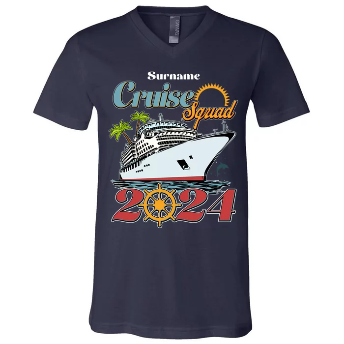 Personalized Cruise Squad Vacation Custom Name 2024 V-Neck T-Shirt