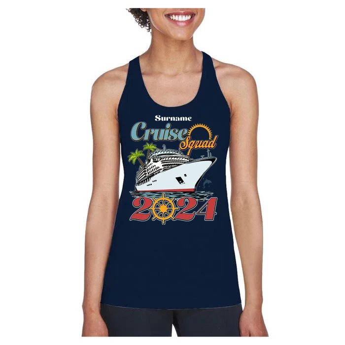 Personalized Cruise Squad Vacation Custom Name 2024 Women's Racerback Tank