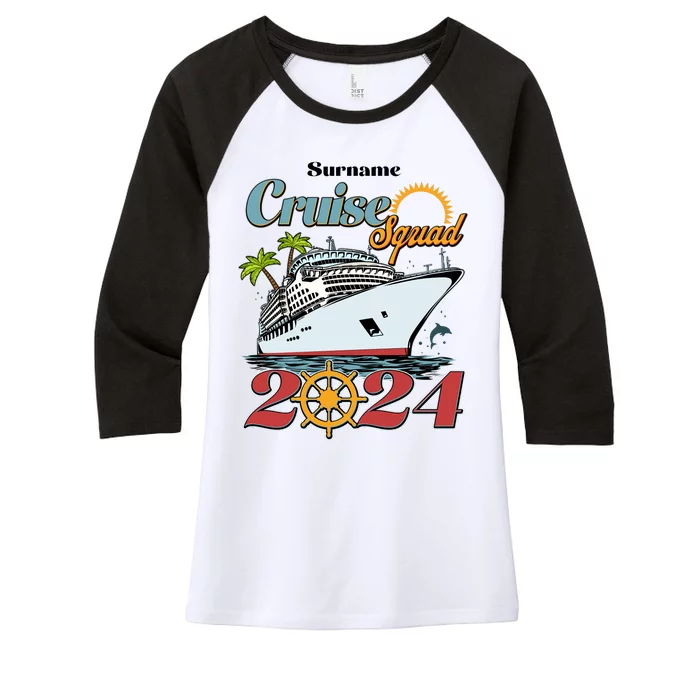 Personalized Cruise Squad Vacation Custom Name 2024 Women's Tri-Blend 3/4-Sleeve Raglan Shirt