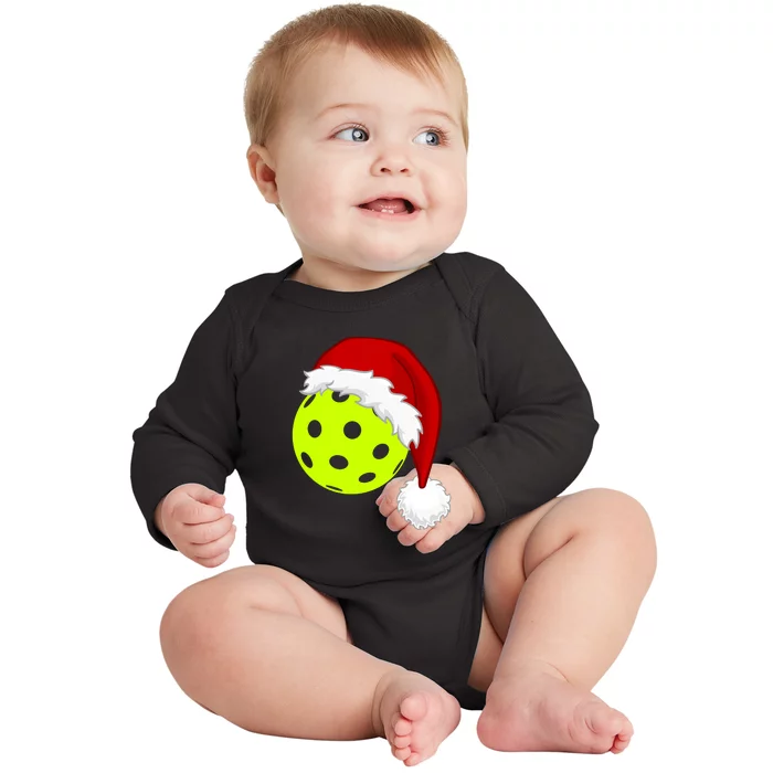 Pickleball Christmas Sana Hat Baby Long Sleeve Bodysuit