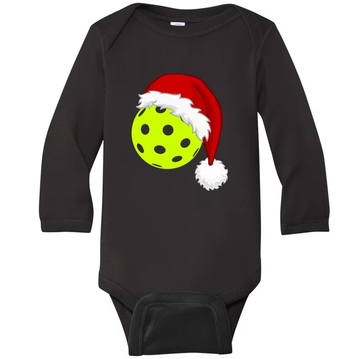 Pickleball Christmas Sana Hat Baby Long Sleeve Bodysuit