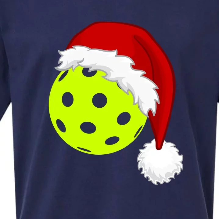 Pickleball Christmas Sana Hat Sueded Cloud Jersey T-Shirt