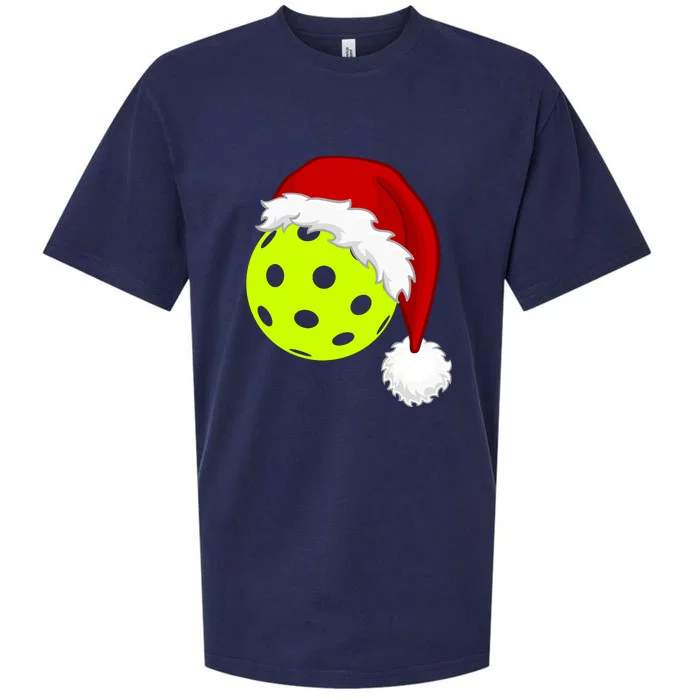 Pickleball Christmas Sana Hat Sueded Cloud Jersey T-Shirt