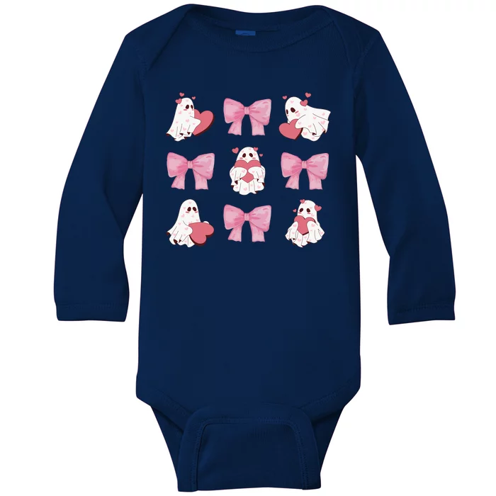 Pink Coquette Spooky Girly Halloween Baby Long Sleeve Bodysuit