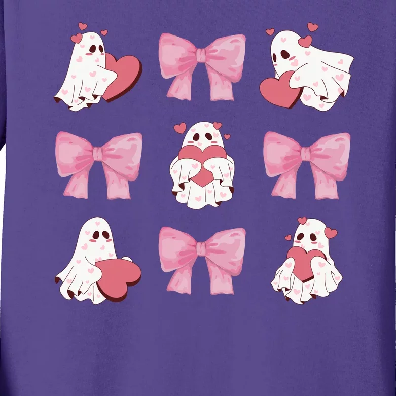 Pink Coquette Spooky Girly Halloween Kids Long Sleeve Shirt