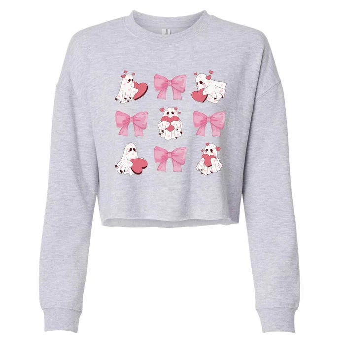 Pink Coquette Spooky Girly Halloween Cropped Pullover Crew