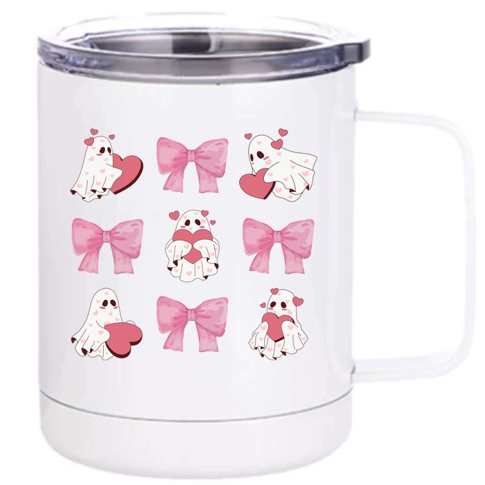 Pink Coquette Spooky Girly Halloween Front & Back 12oz Stainless Steel Tumbler Cup