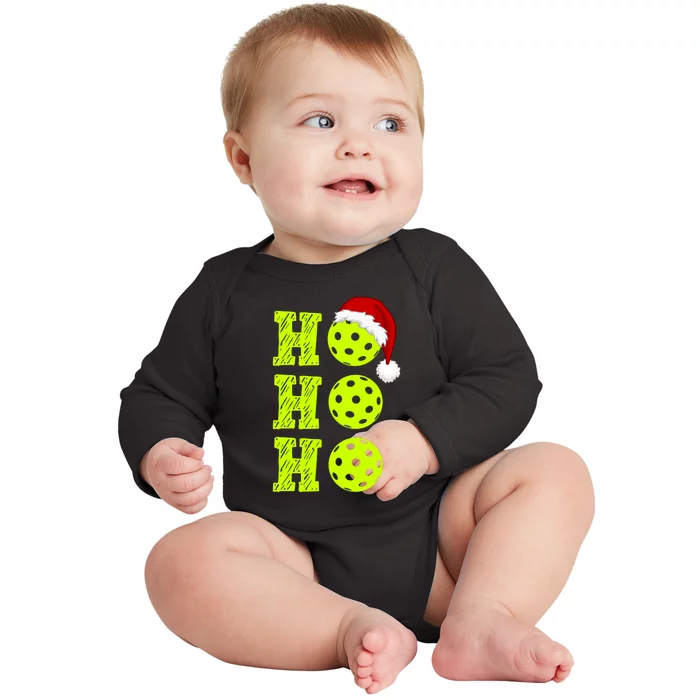 Pickleball Christmas Sana Ho Ho Ho Baby Long Sleeve Bodysuit