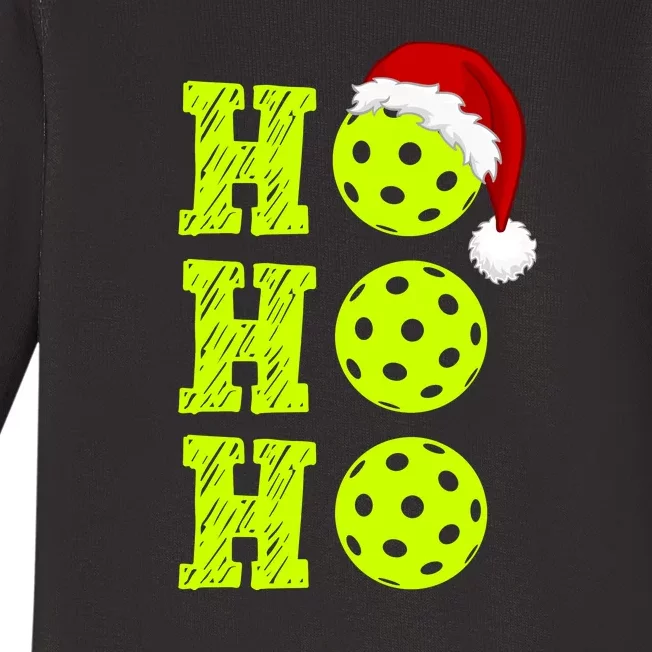 Pickleball Christmas Sana Ho Ho Ho Baby Long Sleeve Bodysuit