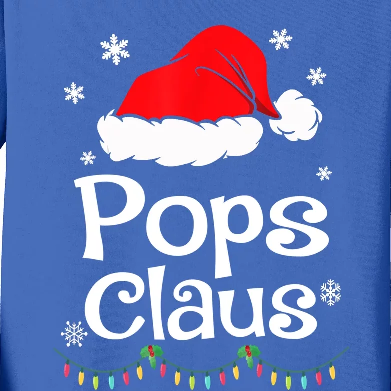 Pops Claus Santa Christmas Matching Family Pajama Funny Gift Kids Long Sleeve Shirt