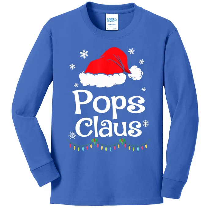 Pops Claus Santa Christmas Matching Family Pajama Funny Gift Kids Long Sleeve Shirt