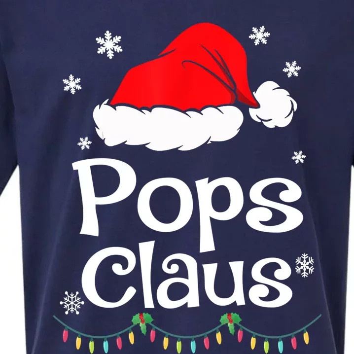 Pops Claus Santa Christmas Matching Family Pajama Funny Gift Sueded Cloud Jersey T-Shirt