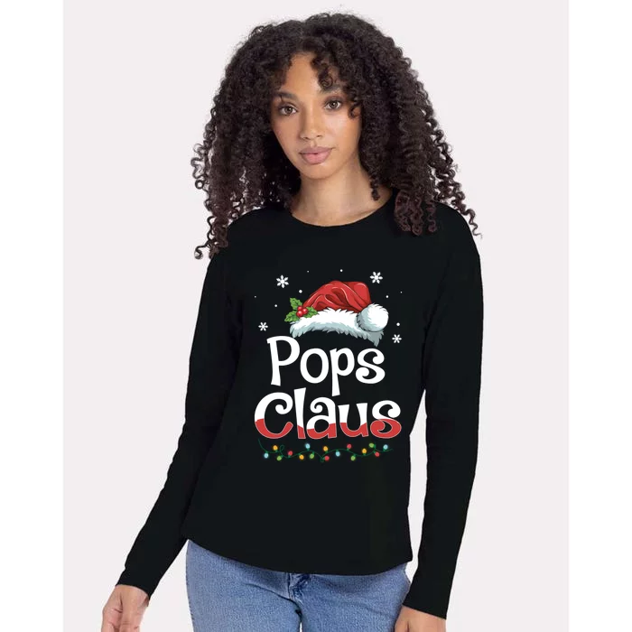 Pops Claus Santa Funny Christmas Pajama Matching Family Gift Womens Cotton Relaxed Long Sleeve T-Shirt