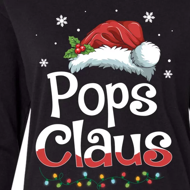 Pops Claus Santa Funny Christmas Pajama Matching Family Gift Womens Cotton Relaxed Long Sleeve T-Shirt