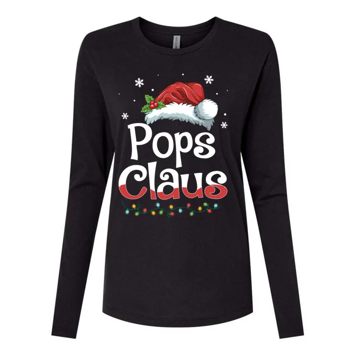 Pops Claus Santa Funny Christmas Pajama Matching Family Gift Womens Cotton Relaxed Long Sleeve T-Shirt