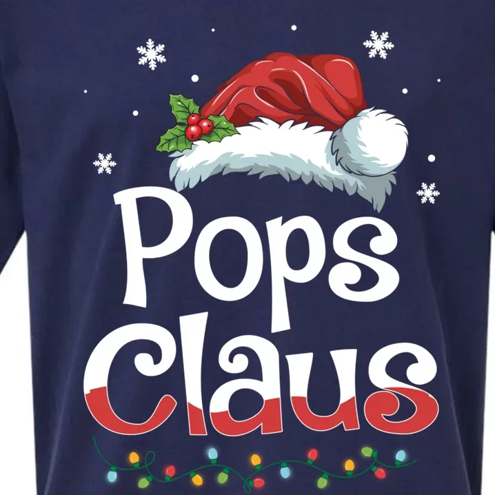 Pops Claus Santa Funny Christmas Pajama Matching Family Gift Sueded Cloud Jersey T-Shirt