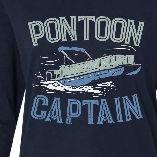 Pontoon Captain Shirt, Who's The Captain Of This Ship? Womens Cotton Relaxed Long Sleeve T-Shirt