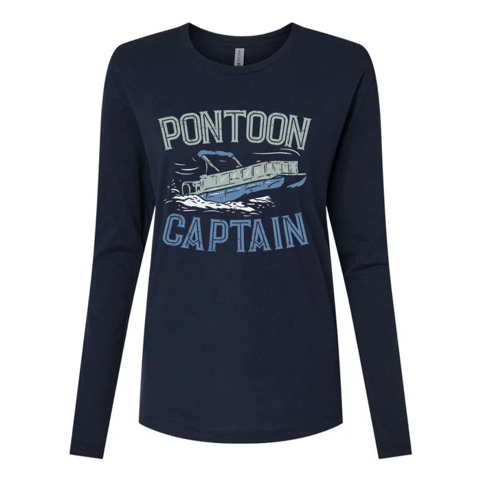 Pontoon Captain Shirt, Who's The Captain Of This Ship? Womens Cotton Relaxed Long Sleeve T-Shirt