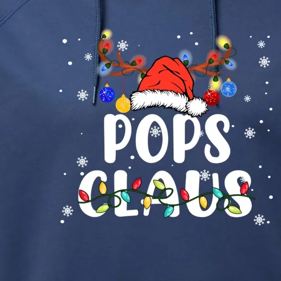 Pops Claus Santa Hat Reindeer Funny Christmas Family Pajama Gift Performance Fleece Hoodie