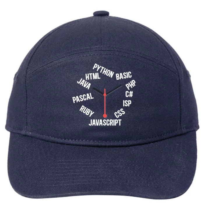 Programmer Clock Software Developer Computer Engineer Coder Gift 7-Panel Snapback Hat