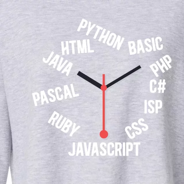 Programmer Clock Software Developer Computer Engineer Coder Gift Cropped Pullover Crew