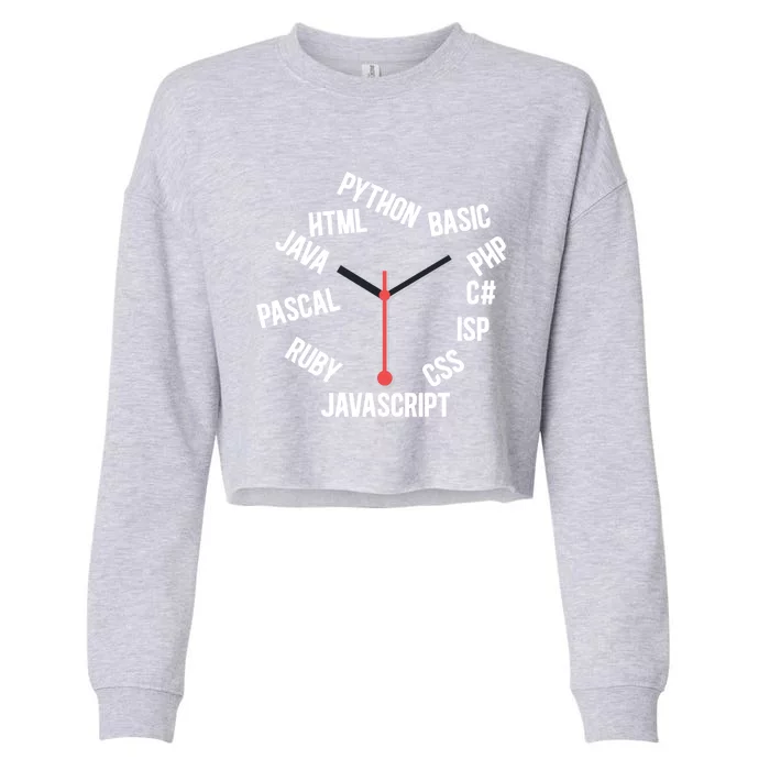 Programmer Clock Software Developer Computer Engineer Coder Gift Cropped Pullover Crew