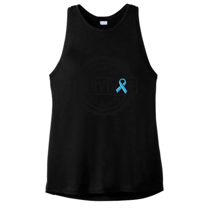 Prostate Cancer Survivor Gift Blue Ribbon Awareness Ladies Tri-Blend Wicking Tank