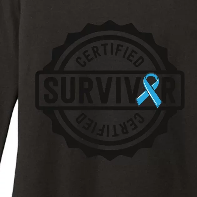 Prostate Cancer Survivor Gift Blue Ribbon Awareness Womens CVC Long Sleeve Shirt