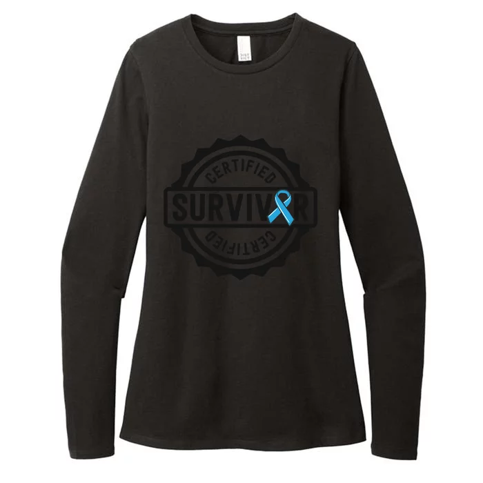 Prostate Cancer Survivor Gift Blue Ribbon Awareness Womens CVC Long Sleeve Shirt