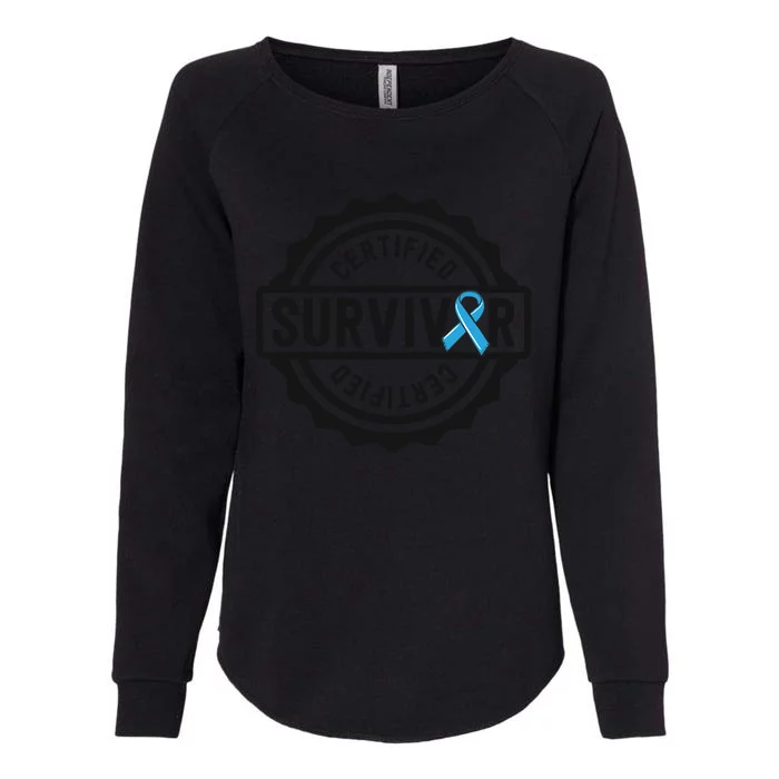 Prostate Cancer Survivor Gift Blue Ribbon Awareness Womens California Wash Sweatshirt