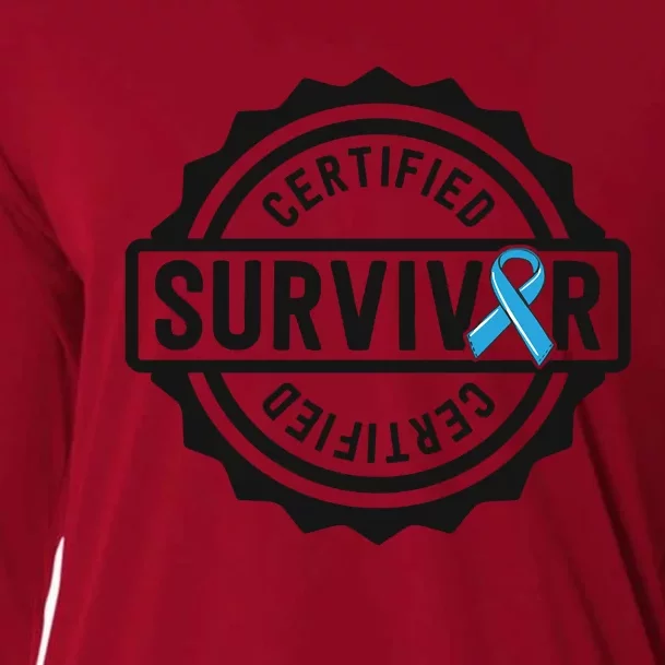 Prostate Cancer Survivor Gift Blue Ribbon Awareness Cooling Performance Long Sleeve Crew