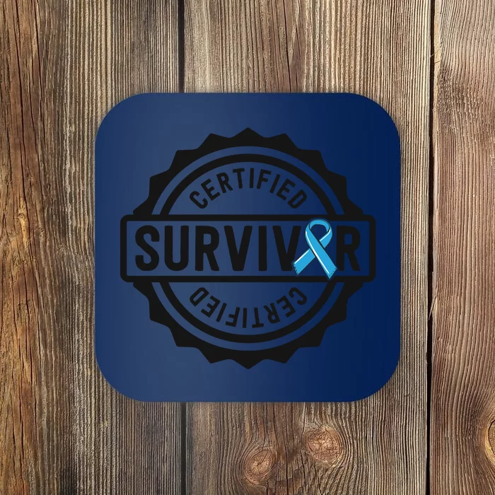 Prostate Cancer Survivor Gift Blue Ribbon Awareness Coaster