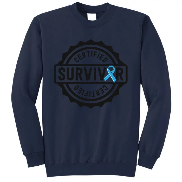 Prostate Cancer Survivor Gift Blue Ribbon Awareness Tall Sweatshirt