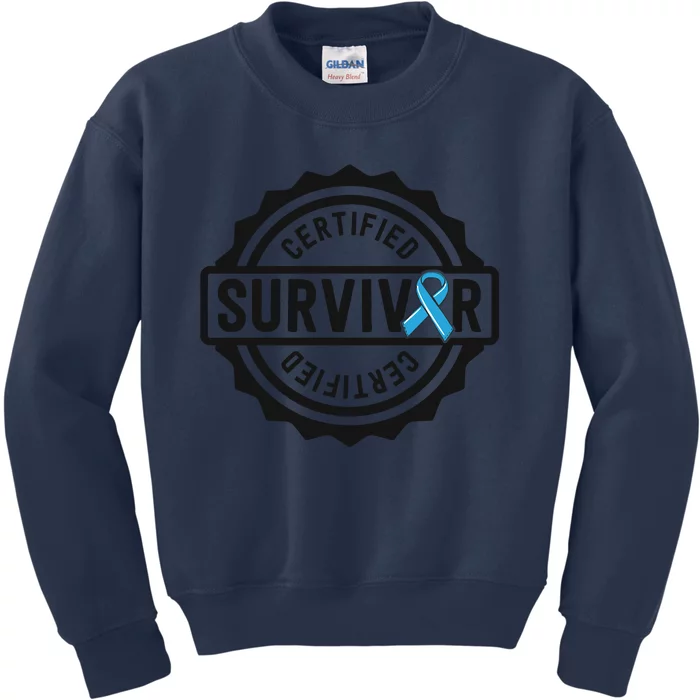 Prostate Cancer Survivor Gift Blue Ribbon Awareness Kids Sweatshirt