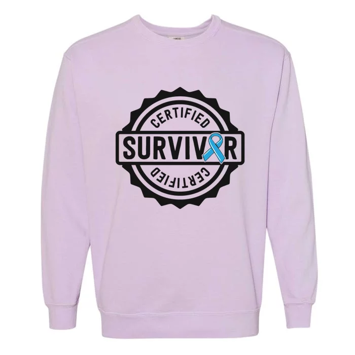 Prostate Cancer Survivor Gift Blue Ribbon Awareness Garment-Dyed Sweatshirt