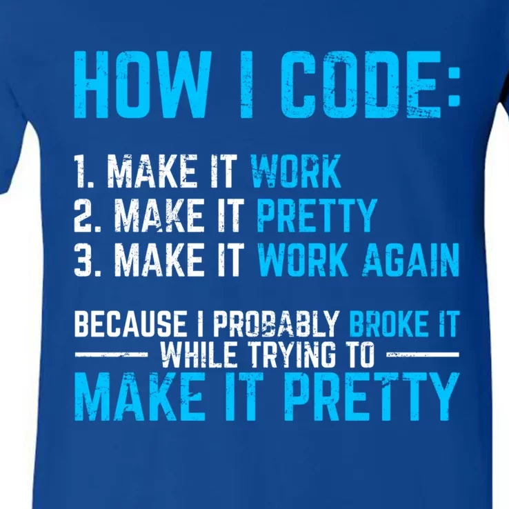 Programmer Coder Software Developer Programming Coding Code Gift V-Neck T-Shirt