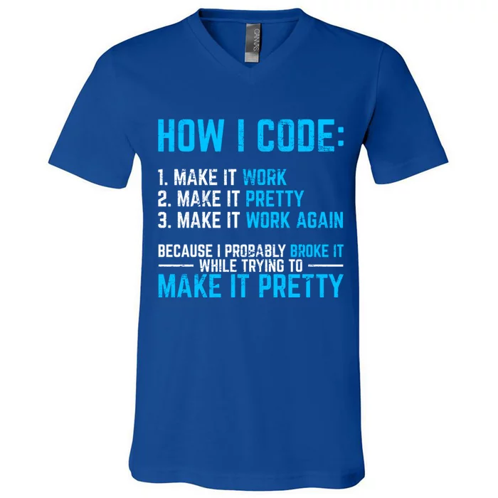 Programmer Coder Software Developer Programming Coding Code Gift V-Neck T-Shirt