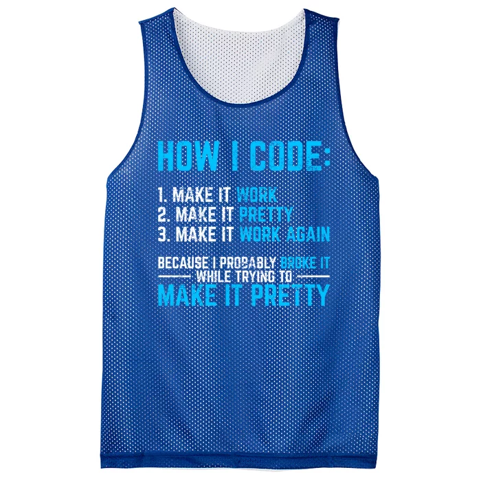 Programmer Coder Software Developer Programming Coding Code Gift Mesh Reversible Basketball Jersey Tank