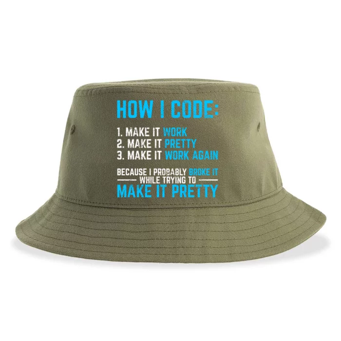 Programmer Coder Software Developer Programming Coding Code Gift Sustainable Bucket Hat