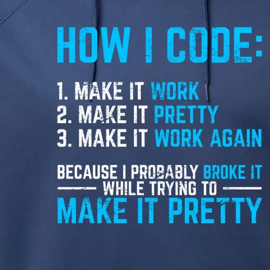 Programmer Coder Software Developer Programming Coding Code Gift Performance Fleece Hoodie