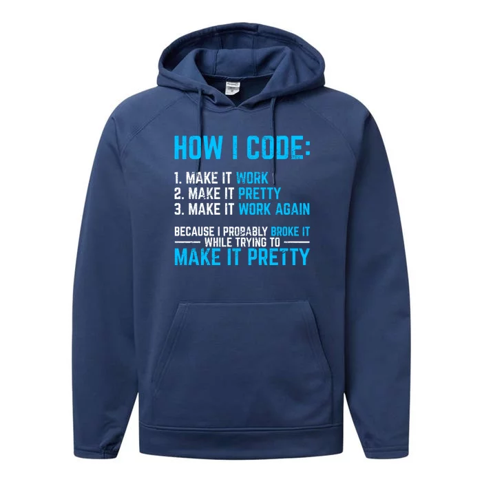 Programmer Coder Software Developer Programming Coding Code Gift Performance Fleece Hoodie