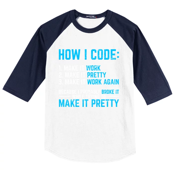 Programmer Coder Software Developer Programming Coding Code Gift Baseball Sleeve Shirt