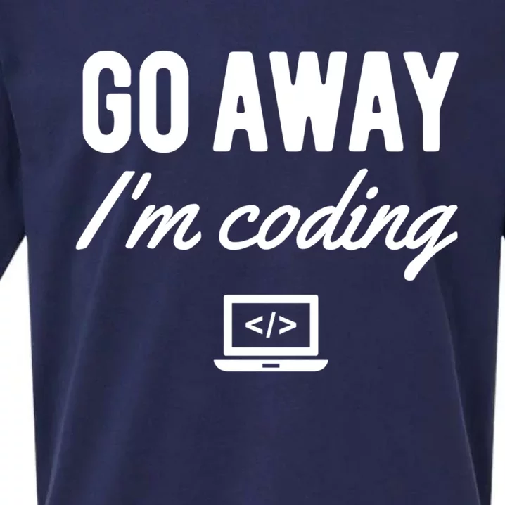 Programmer Coder Software Engineer Gift Go Away I'm Coding Funny Gift Sueded Cloud Jersey T-Shirt