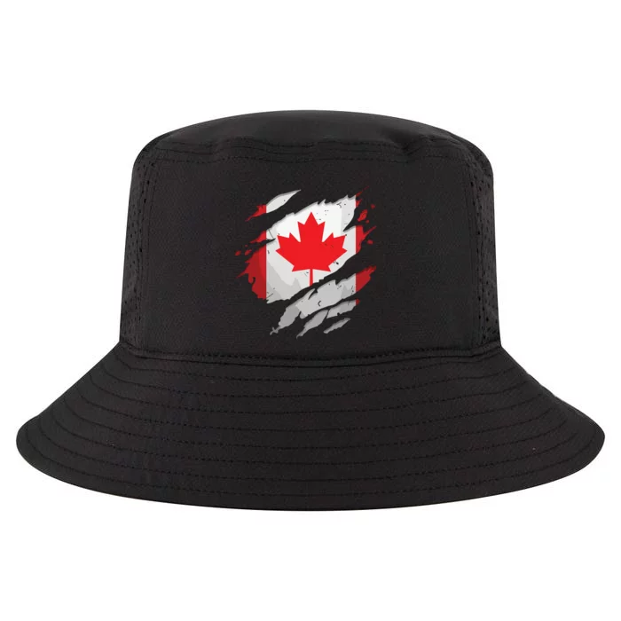 Proud Canadian Shirts Torn Ripped Canada Flag Cool Comfort Performance Bucket Hat