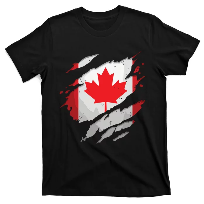 Proud Canadian Shirts Torn Ripped Canada Flag T-Shirt