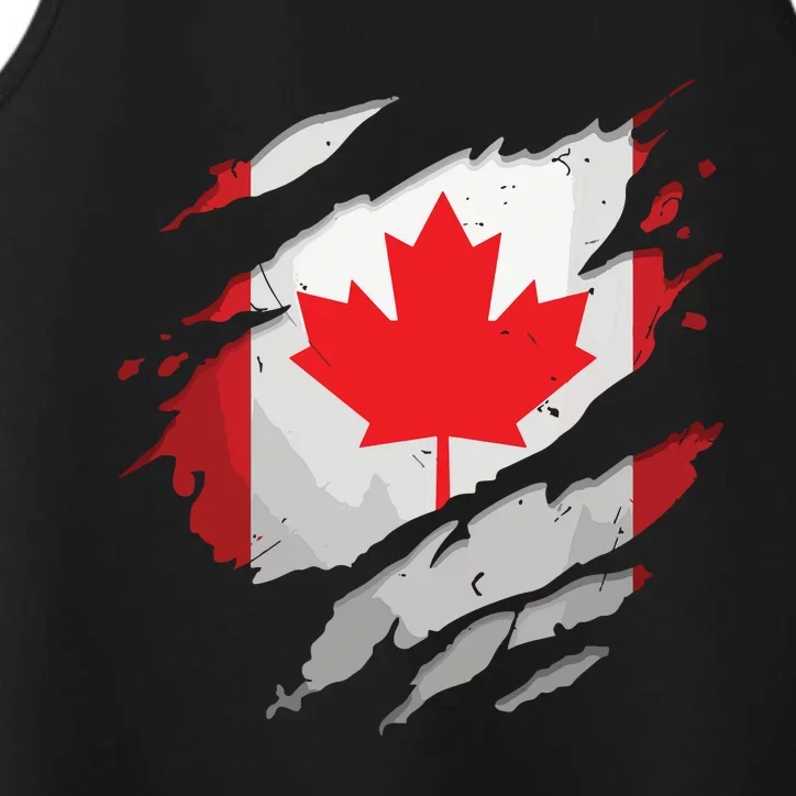 Proud Canadian Shirts Torn Ripped Canada Flag Performance Tank