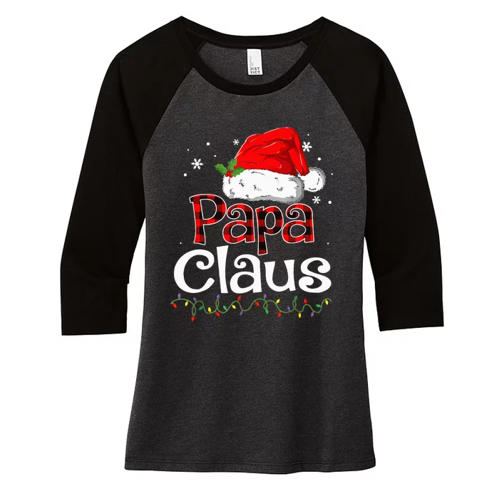 Papa Claus Santa Funny Christmas Pajama Matching Family Women's Tri-Blend 3/4-Sleeve Raglan Shirt