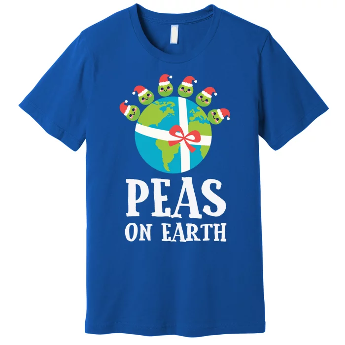 Pun Christmas Sayings Peas On Earth Funny Xmas Gift Premium T-Shirt